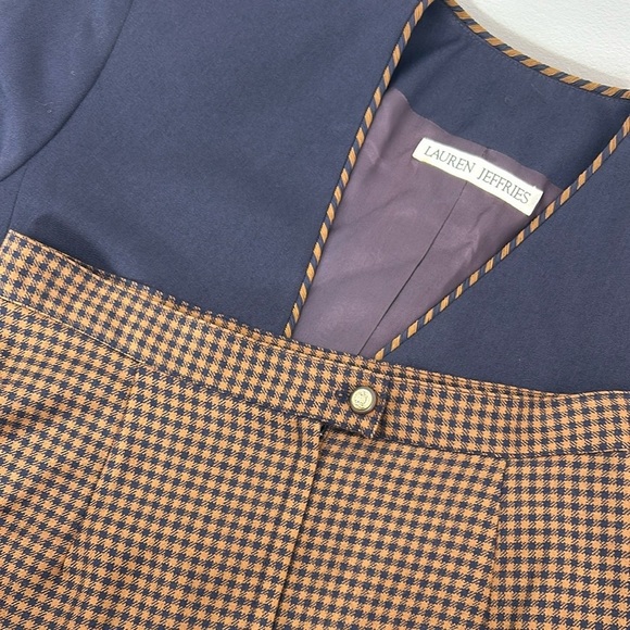 Vintage Braemar Petites Pure Virgin Wool Brown Checkered Women's Skirt Lined - Picture 10 of 11